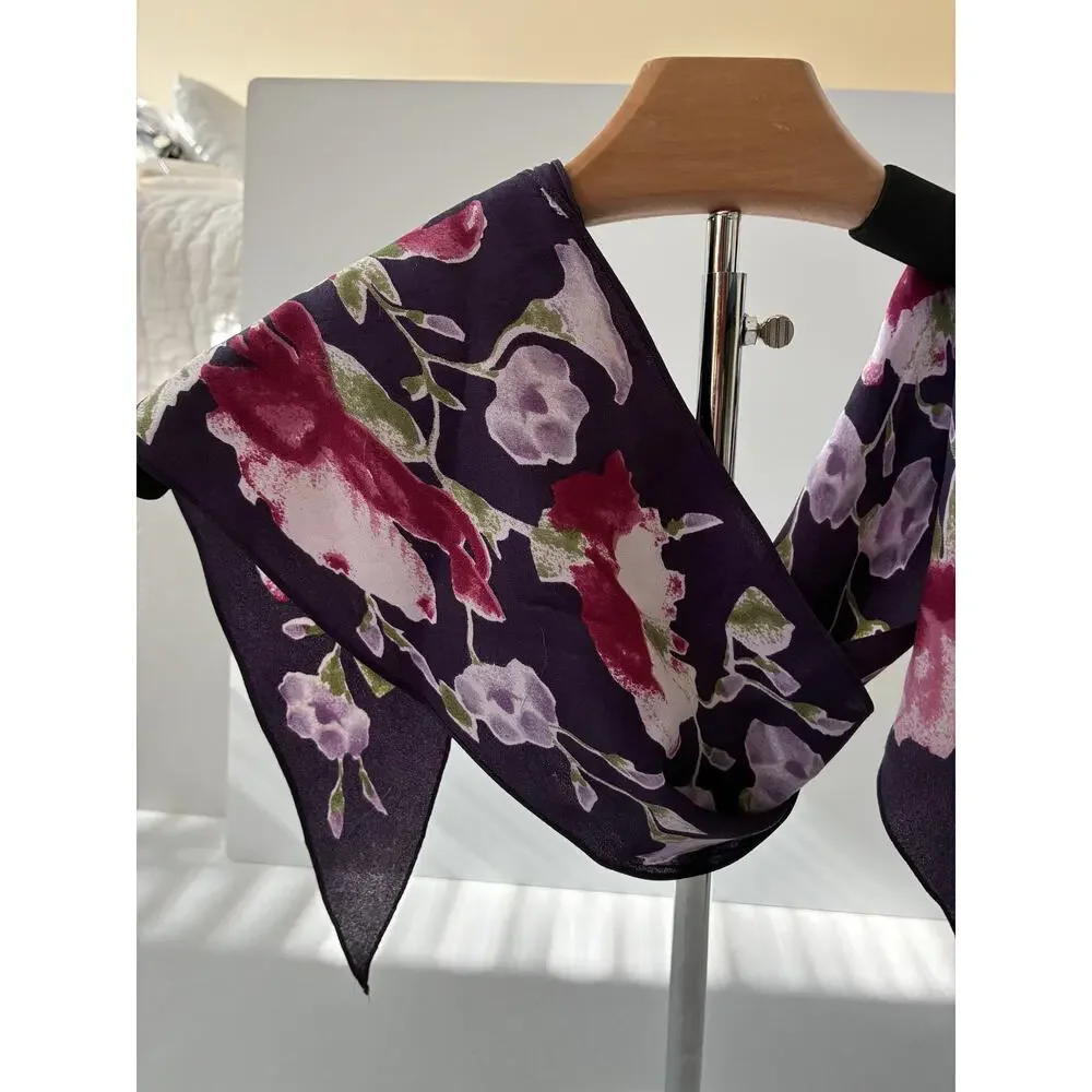Vera Neumann Scarf Vintage Purple Abstract Pink Floral Wearable Art 68